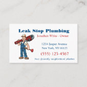 Cartoon Plumber Man Plumbing Maintenance Service Visitekaartje (Voorkant)
