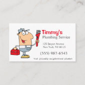 Cartoon Plumber Man Plumbing Service Visitekaartje (Voorkant)