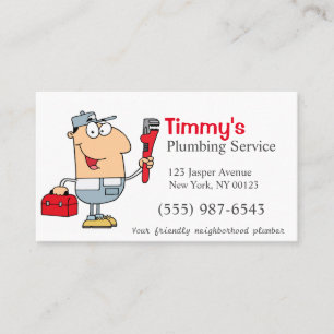 Cartoon Plumber Man Plumbing Service Visitekaartje