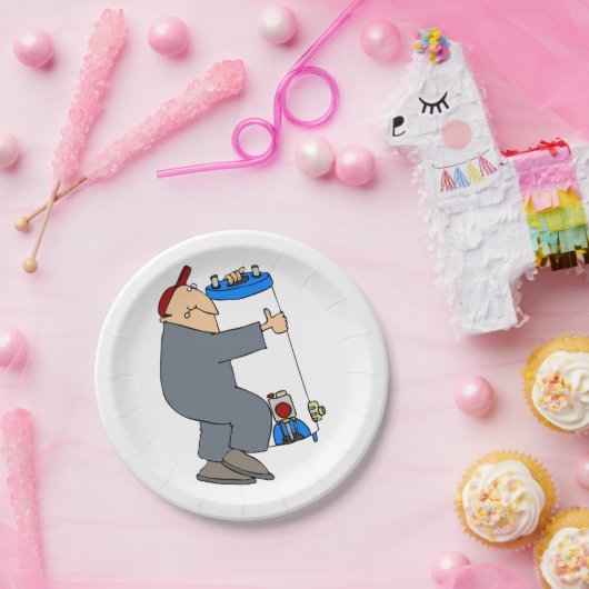 Cartoon Plumber Papieren Bordje (Feest)