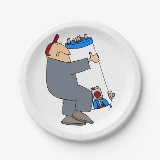 Cartoon Plumber Papieren Bordje (Voorkant)