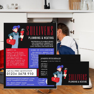 Cartoon Plumber, Plumber, Plumbing Adverteren Flyer