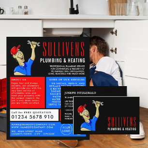 Cartoon Plumber, Plumber, Plumbing Adverteren Flyer