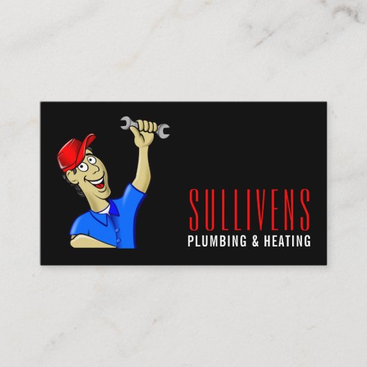 Cartoon Plumber, Plumber, Plumbing Visitekaartje (Voorkant)