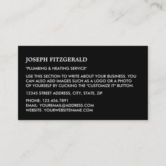 Cartoon Plumber, Plumber, Plumbing Visitekaartje (Achterkant)