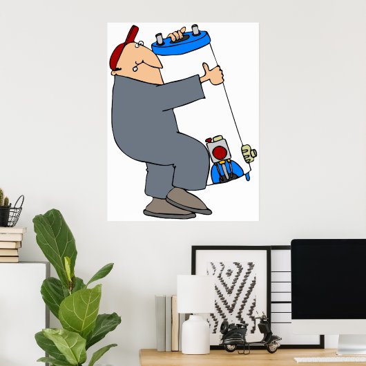 Cartoon Plumber Poster (Thuiskantoor)