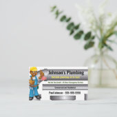 Cartoon Plumber Visitekaartje African American (Staand voorkant)