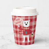 Cartoon Polar Beer met een Lantaarn | Roodgietersw Papieren Bekers (Achterkant)