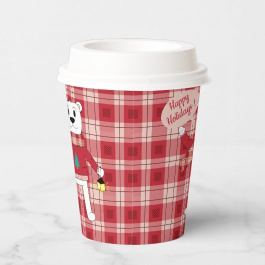 Cartoon Polar Beer met een Lantaarn | Roodgietersw Papieren Bekers (Rechts)