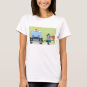 Cartoon Police Officer Stop Sign T-Shirt (Voorkant)