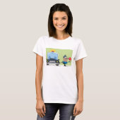 Cartoon Police Officer Stop Sign T-Shirt (Voorkant volledig)