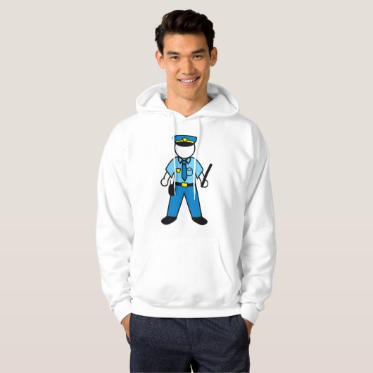 Cartoon Politieagent Fun Wetshandhaving Hoodie (Voorkant volledig)