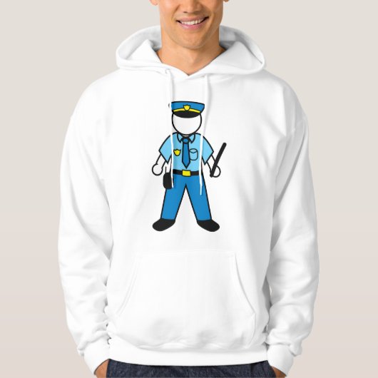 Cartoon Politieagent Fun Wetshandhaving Hoodie (Voorkant)