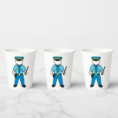 Cartoon Politieagent Fun Wetshandhaving Papieren Bekers