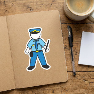 Cartoon Politieagent Fun Wetshandhaving Vierkante Sticker