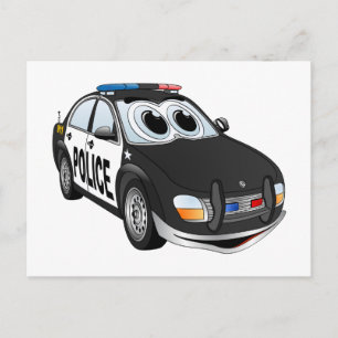 Cartoon politieauto BWB Briefkaart