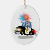 Cartoon Politieauto en brandwagen Keramisch Ornament (Rechts)