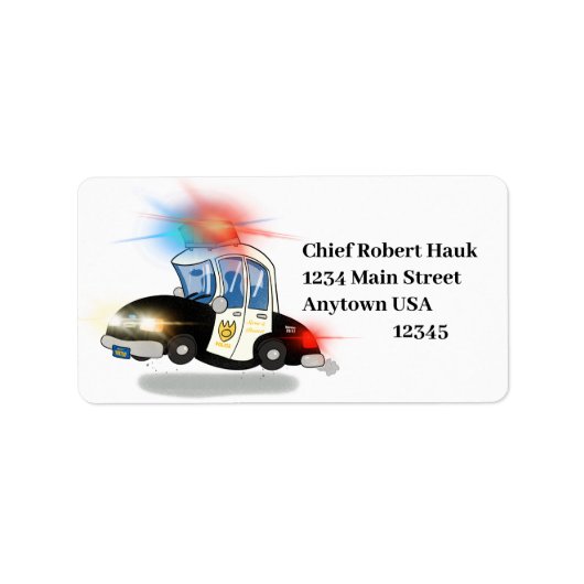 Cartoon politieauto etiket (Voorkant)