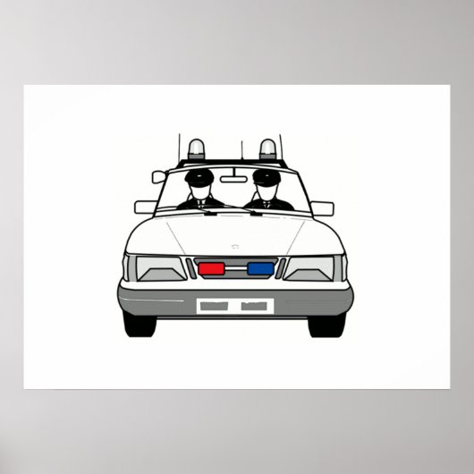 Cartoon politieauto poster (Voorkant)