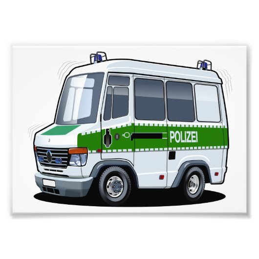 Cartoon politiebusje foto afdruk (Voorkant)