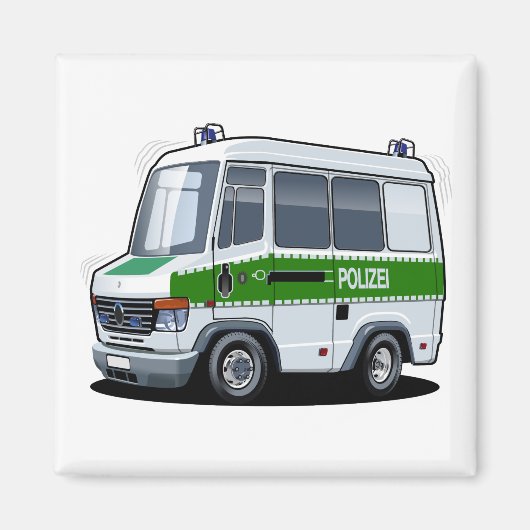Cartoon politiebusje magneet (Voorkant)