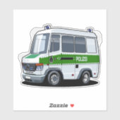 Cartoon politiebusje sticker (Vel)