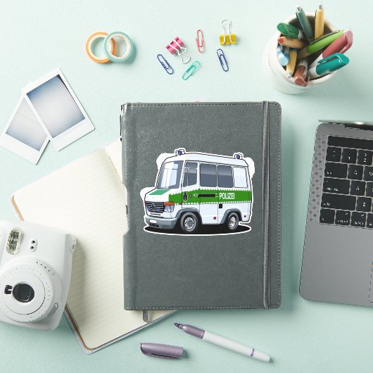 Cartoon politiebusje sticker (iPad Cover)