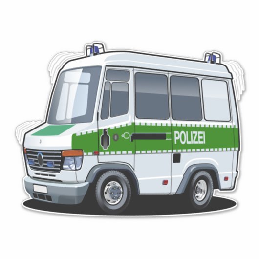 Cartoon politiebusje sticker (Voorkant)