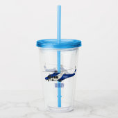 Cartoon politieluchtschroefvliegtuigen acryl drinkbeker (Voorkant)