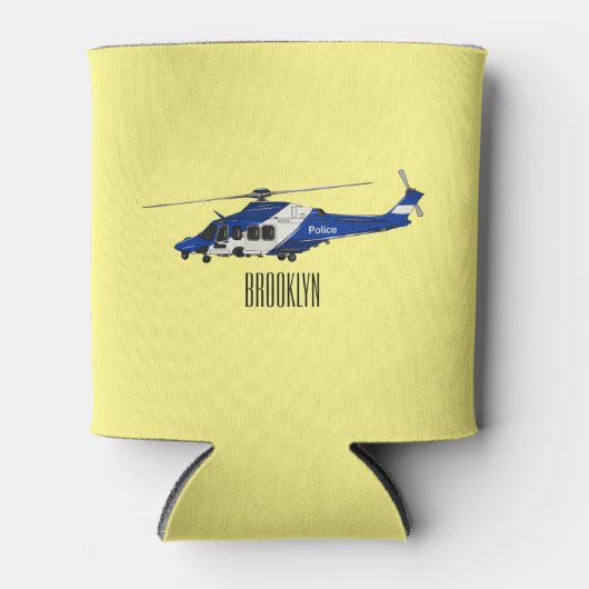 Cartoon politieluchtschroefvliegtuigen blikjeskoeler