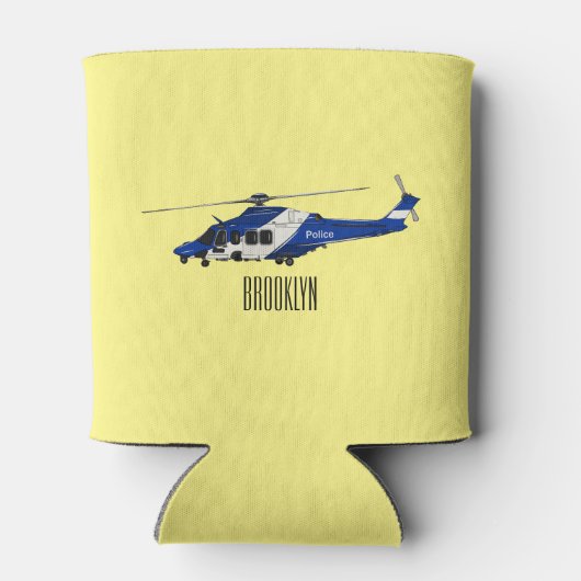 Cartoon politieluchtschroefvliegtuigen blikjeskoeler (Achterkant)