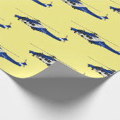 Cartoon politieluchtschroefvliegtuigen cadeaupapier (Hoek)