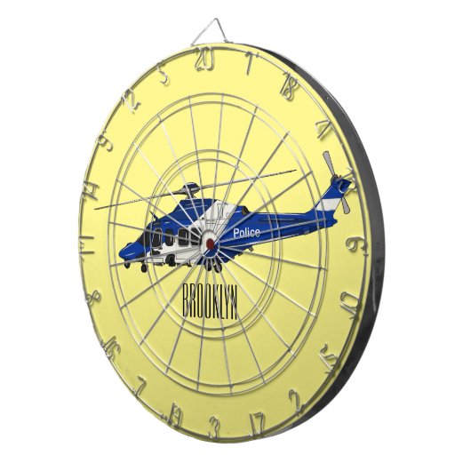 Cartoon politieluchtschroefvliegtuigen dartbord (Voorkant Rechts)