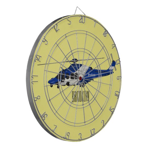 Cartoon politieluchtschroefvliegtuigen dartbord (Voorkant Links)