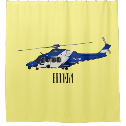 Cartoon politieluchtschroefvliegtuigen douchegordijn (Voorkant)