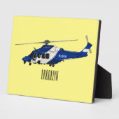 Cartoon politieluchtschroefvliegtuigen fotoplaat (Zijkant)