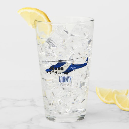 Cartoon politieluchtschroefvliegtuigen glas (Voorkant ijs)