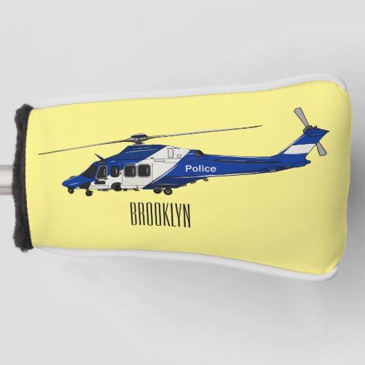 Cartoon politieluchtschroefvliegtuigen golfheadcover (Voorkant)