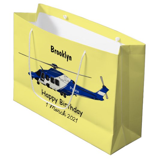 Cartoon politieluchtschroefvliegtuigen groot cadeauzakje (Voorkant Gekanteld)