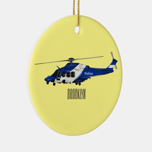 Cartoon politieluchtschroefvliegtuigen keramisch ornament (Rechts)