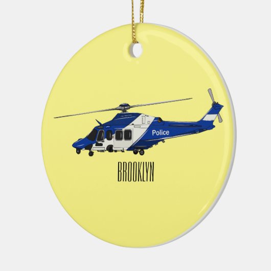 Cartoon politieluchtschroefvliegtuigen keramisch ornament (Links)