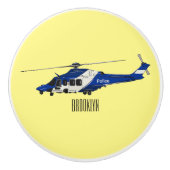 Cartoon politieluchtschroefvliegtuigen keramische knop (Voorkant)