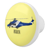 Cartoon politieluchtschroefvliegtuigen keramische knop (Rechts)