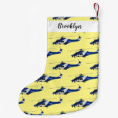 Cartoon politieluchtschroefvliegtuigen kleine kerstsok (Achterkant)