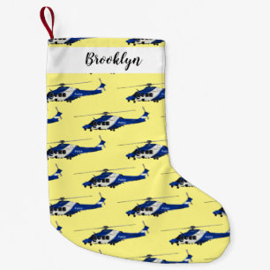 Cartoon politieluchtschroefvliegtuigen kleine kerstsok