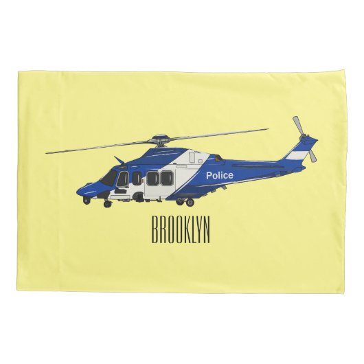 Cartoon politieluchtschroefvliegtuigen kussensloop (Achterkant)