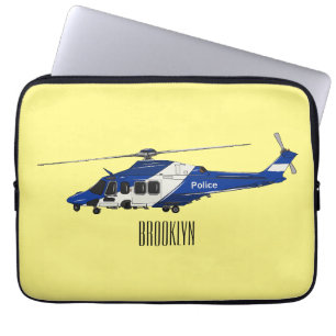 Cartoon politieluchtschroefvliegtuigen laptop sleeve