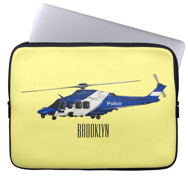 Cartoon politieluchtschroefvliegtuigen laptop sleeve (Voorkant)