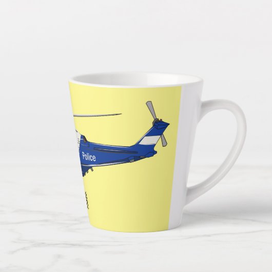 Cartoon politieluchtschroefvliegtuigen latte mok (Rechts)