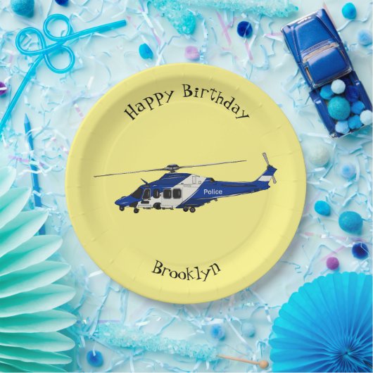 Cartoon politieluchtschroefvliegtuigen papieren bordje (Feest)